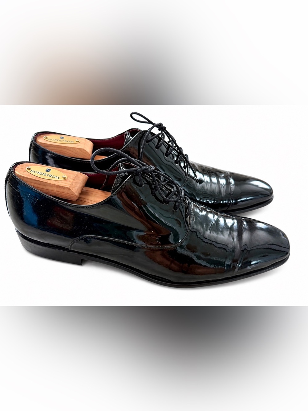 BOSS Black Patent Leather Cap Toe Oxford Dress Shoes Men's Tuxedo Formal SZ 11.5